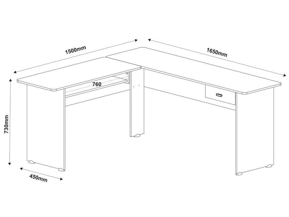 Estação de Trabalho Home Office Cannes 1 Gaveta - 2