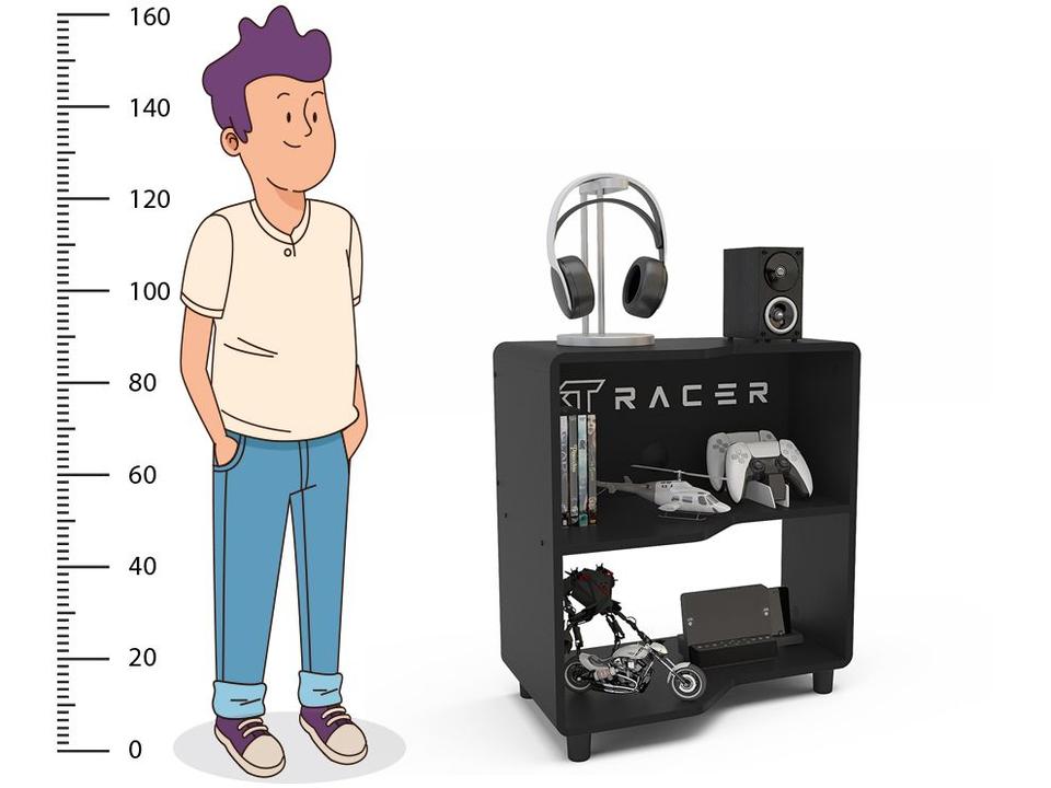 Estante Gamer 1 Prateleira XT Racer Force One Preto e Branco - 5