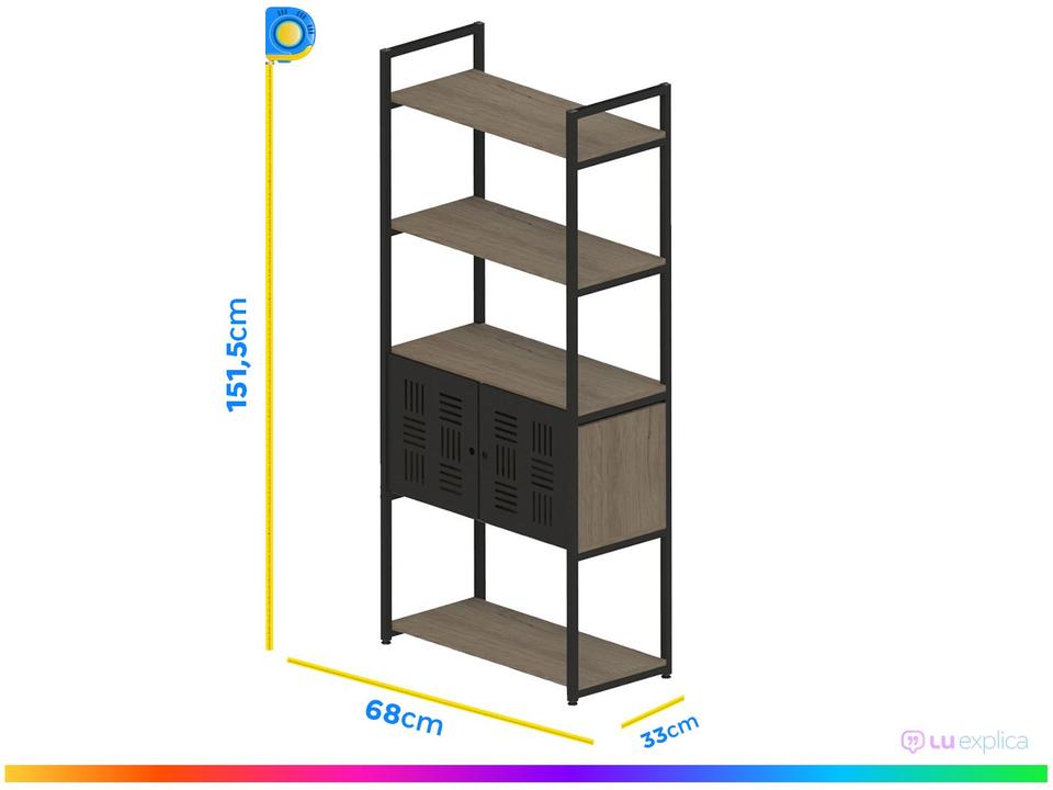 Estante Multiuso 2 Portas 4 Prateleiras Multivisão Urbana - 3