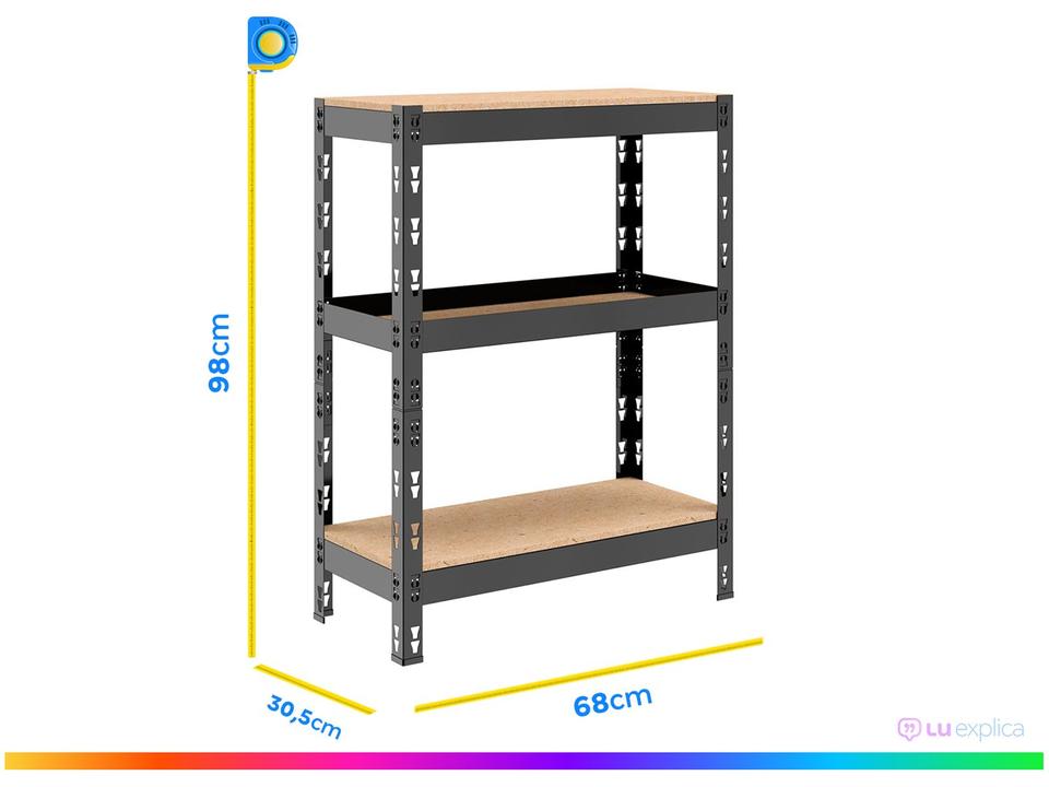 Estante Multiuso 3 Prateleiras Multivisão Stronger - 3