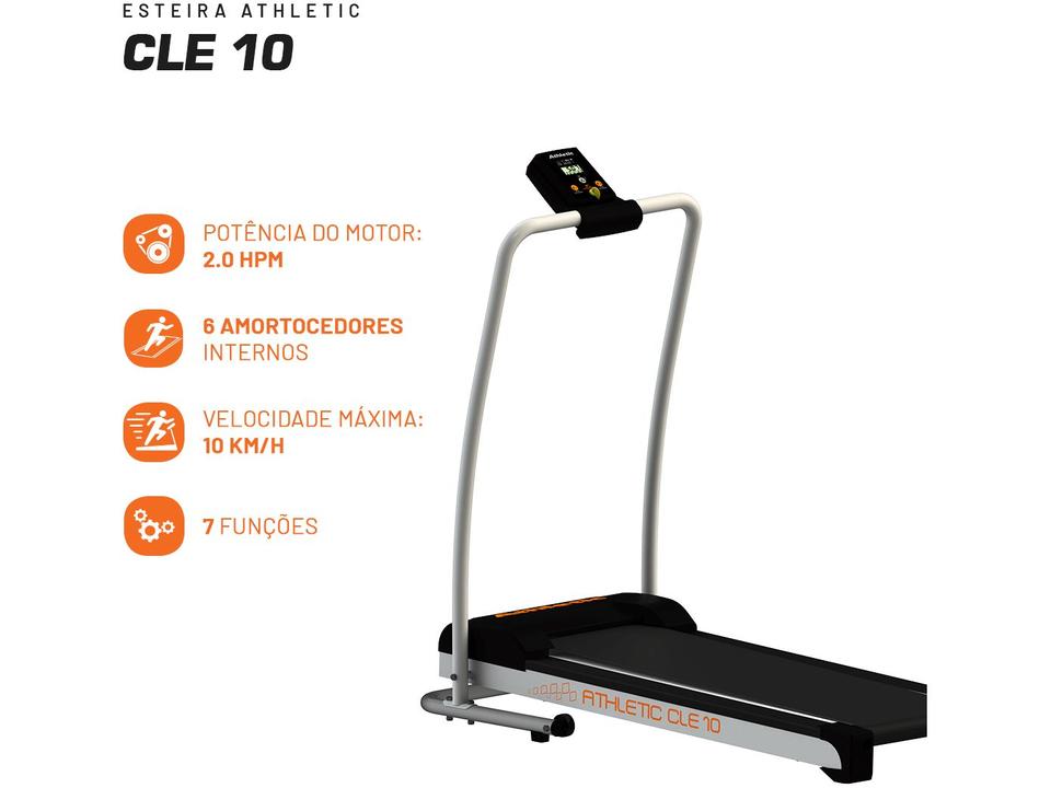Esteira Ergométrica Elétrica Dobrável Athletic CLE 10 Vel. Máxima 10km/h - 6