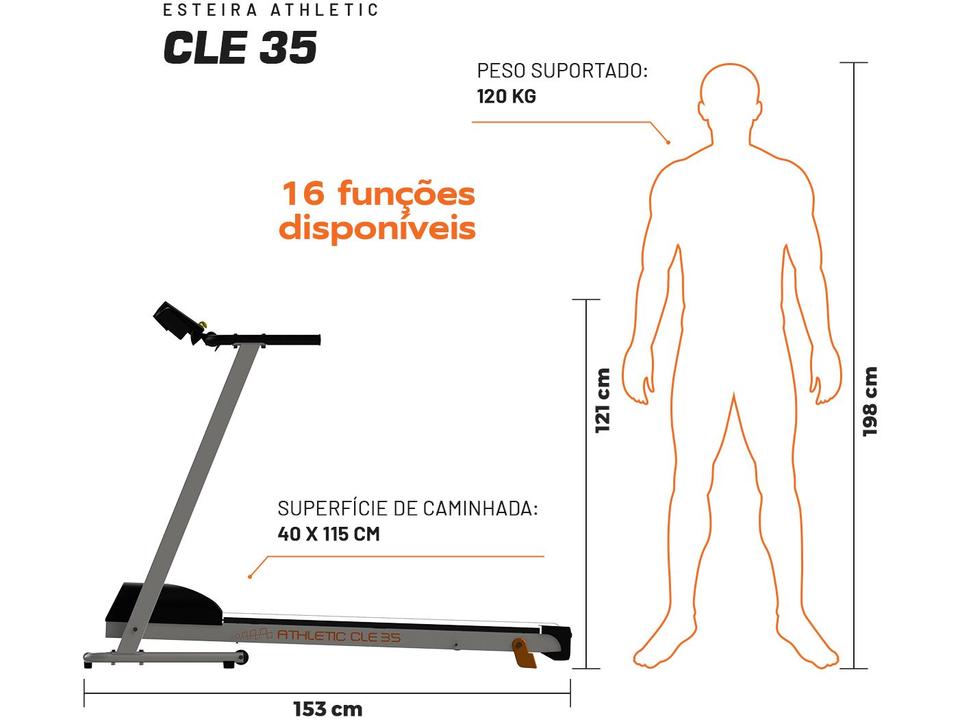 Esteira Ergométrica Elétrica Dobrável Athletic - 8