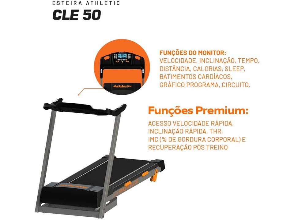 Esteira Ergométrica Elétrica Dobrável Athletic CLE 50 Vel. Máxima 16km/h - 8