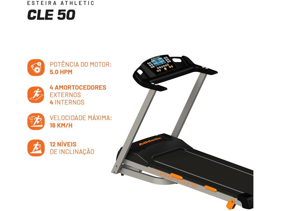 Esteira Ergométrica Elétrica Dobrável Athletic CLE 50 Vel. Máxima 16km/h - 6