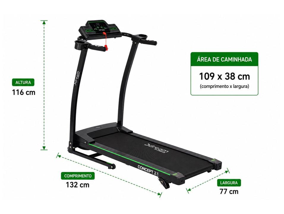 Esteira Ergométrica Elétrica Dream Fitness Concept 2.1i Dobrável Vel. Máxima 14km/h - 2