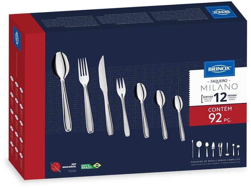 Faqueiro Brinox Inox 92 Peças Milano - 2