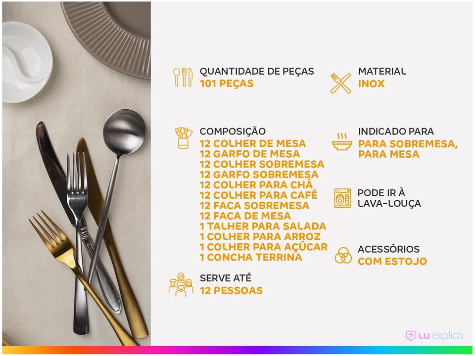 Faqueiro Tramontina Inox 101 Peças Italy 66932217 com Estojo - 1