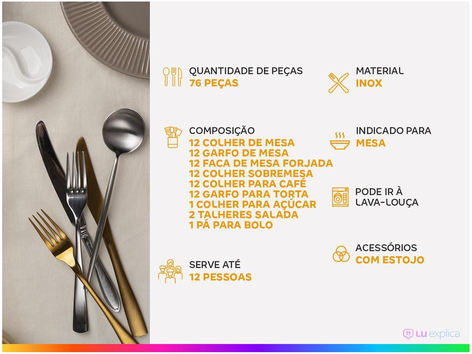 Faqueiro Tramontina Inox 76 Peças Berlin Brilho 66934304 com Estojo - 1