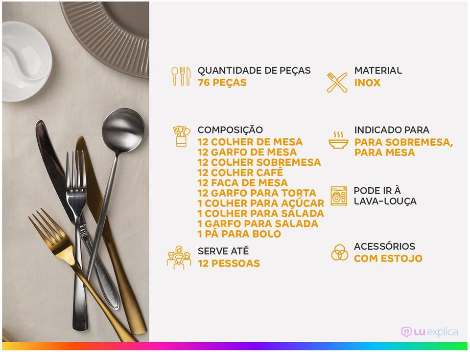 Faqueiro Tramontina Inox 76 Peças Italy 66932307 com Estojo - 1