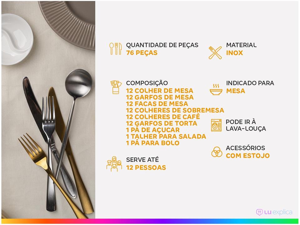 Faqueiro Tramontina Inox 76 Peças Renascença 66929300 com Estojo - 1