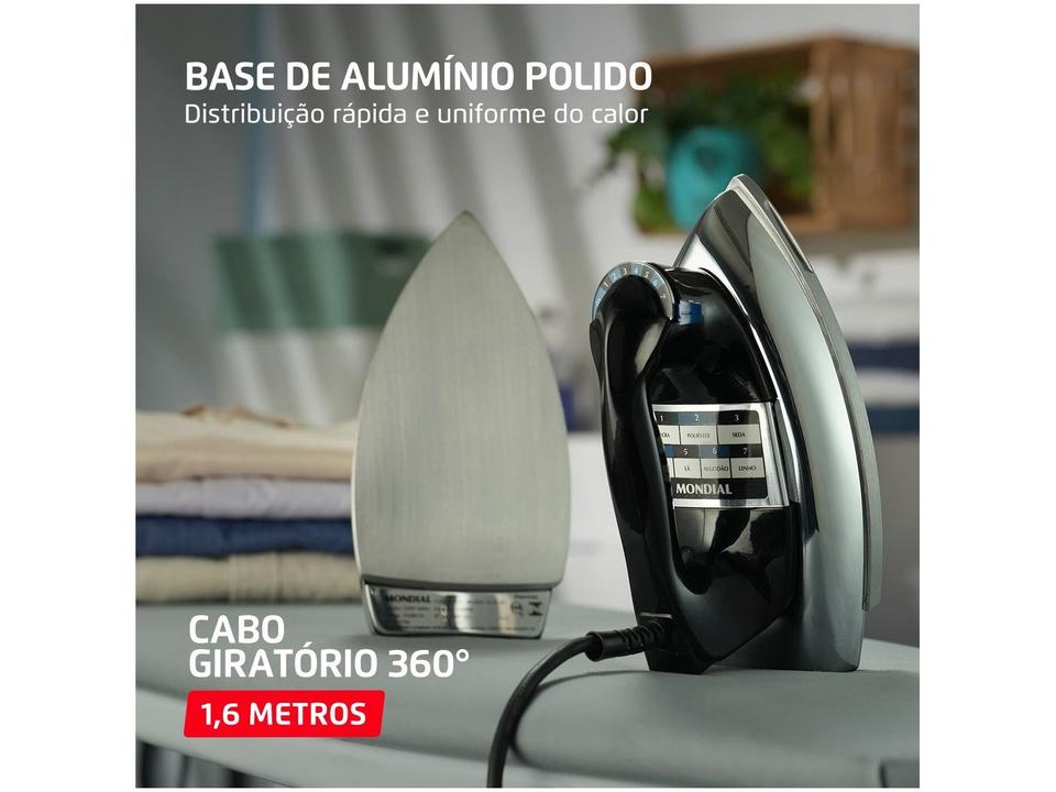 Ferro de Passar Roupa a Seco Mondial Portátil FS-01-BI Preto e Prata - 3