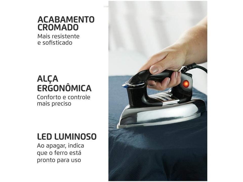 Ferro de Passar Roupa a Seco Mondial Portátil FS-01-BI Preto e Prata - 4