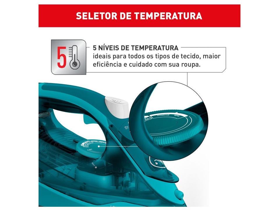 Ferro de Passar Roupa a Vapor Arno Ultragliss Protect FUP1 Turquesa 1830009393 - 5