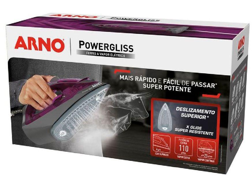 Ferro de Passar Roupa a Vapor e a Seco Arno Powergliss com Base Cerâmica XGlide FPO1 Cinza e Roxo - 11