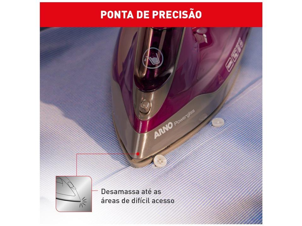 Ferro de Passar Roupa a Vapor e a Seco Arno Powergliss com Base Cerâmica XGlide FPO1 Cinza e Roxo - 5