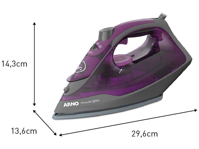 Ferro de Passar Roupa a Vapor e a Seco Arno Powergliss com Base Cerâmica XGlide FPO1 Cinza e Roxo - 9