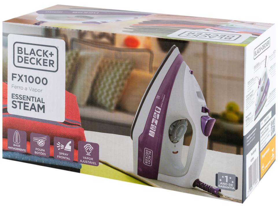 Ferro de Passar Roupa a Vapor e a Seco Black + Decker Essential Steam FX1000 Branco e Roxo - 10