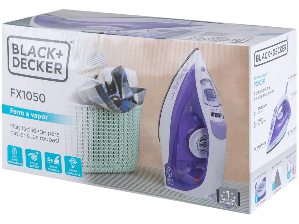 Ferro de Passar Roupa a Vapor e a Seco Black+Decker FX1050 Branco e Roxo - 17