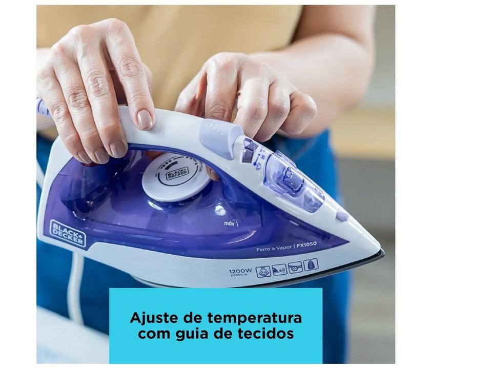 Ferro de Passar Roupa a Vapor e a Seco Black+Decker FX1050 Branco e Roxo - 15