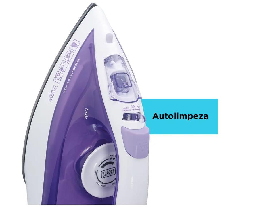 Ferro de Passar Roupa a Vapor e a Seco Black+Decker FX1050 Branco e Roxo - 16
