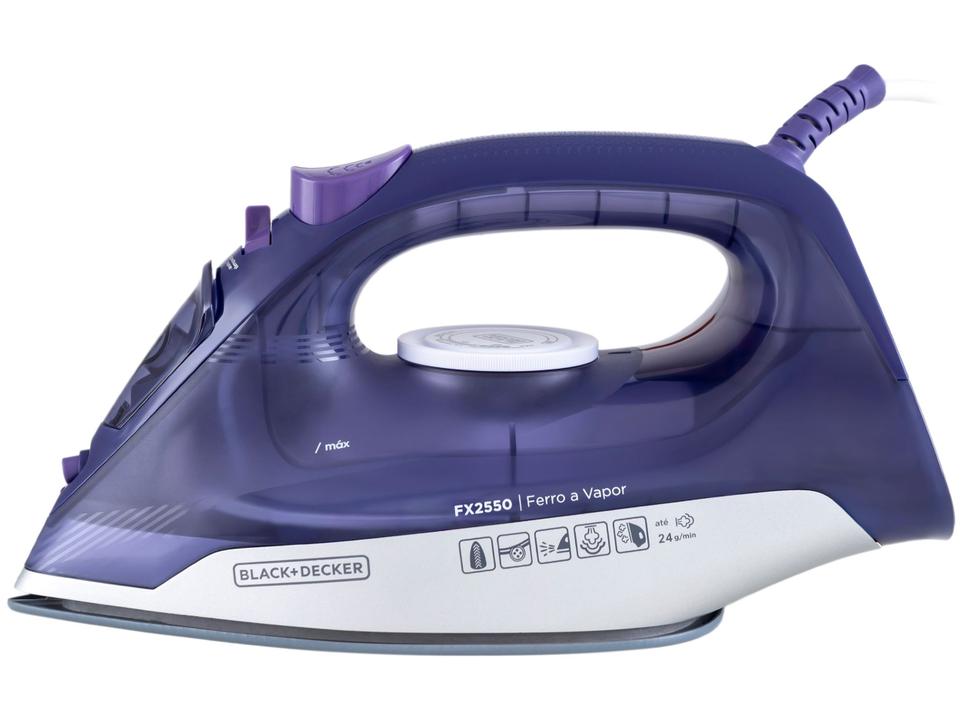 Ferro de Passar Roupa a Vapor e a Seco Black+Decker FX2550 Roxo e Branco - 10