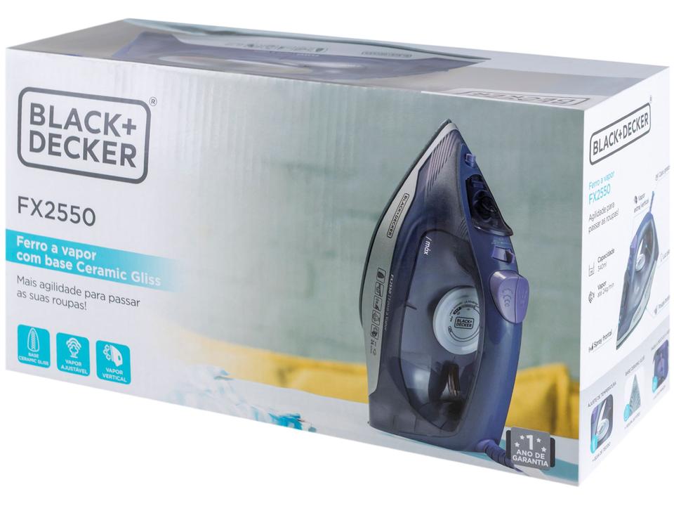 Ferro de Passar Roupa a Vapor e a Seco Black+Decker FX2550 Roxo e Branco - 15