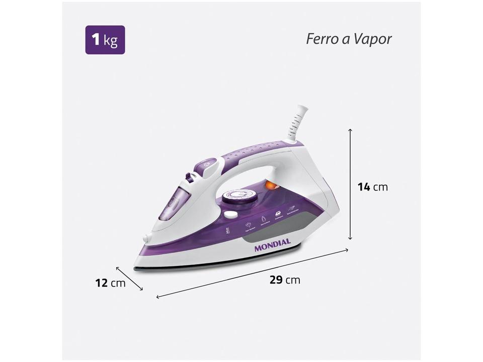 Ferro de Passar Roupa a Vapor e a Seco Mondial - 7