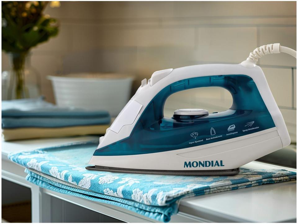 Ferro de Passar Roupa a Vapor e a Seco Mondial F-32 Azul e Branco - 1