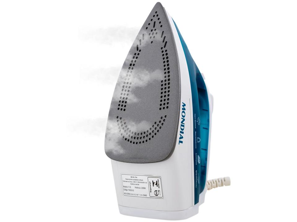 Ferro de Passar Roupa a Vapor e a Seco Mondial F-32 Azul e Branco - 8