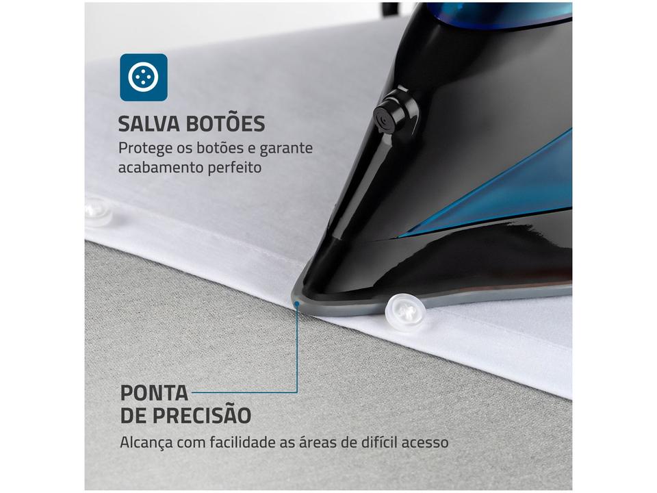 Ferro de Passar Roupa a Vapor Mondial F-53 Preto e Azul - 6