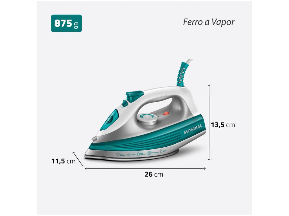 Ferro de Passar Roupa a Vapor Mondial - 7