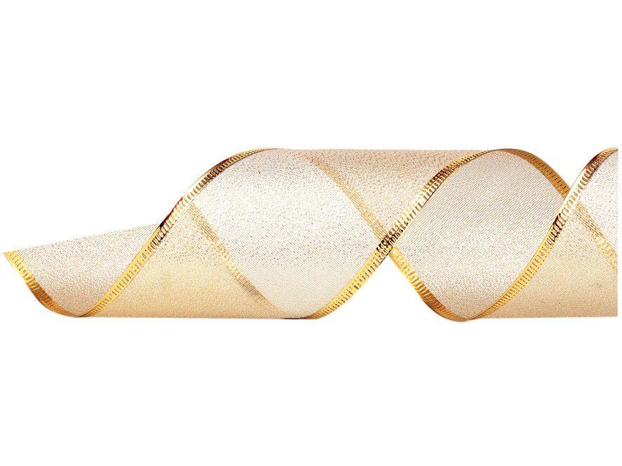 Fita de Natal 914x6,3cm Aramada Champagne - Cromus 1014298