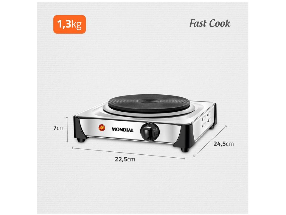 Fogão 1 Boca Mondial Inox Fast Cook - 4