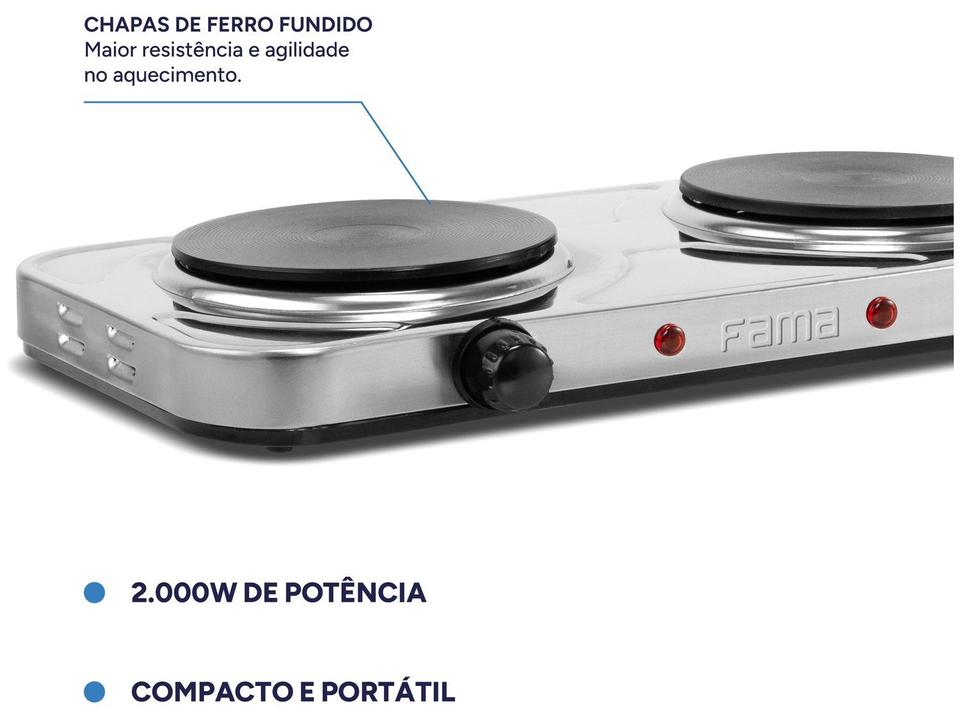 Fogão 2 Bocas de Mesa Fama Inox FFG01 - 3