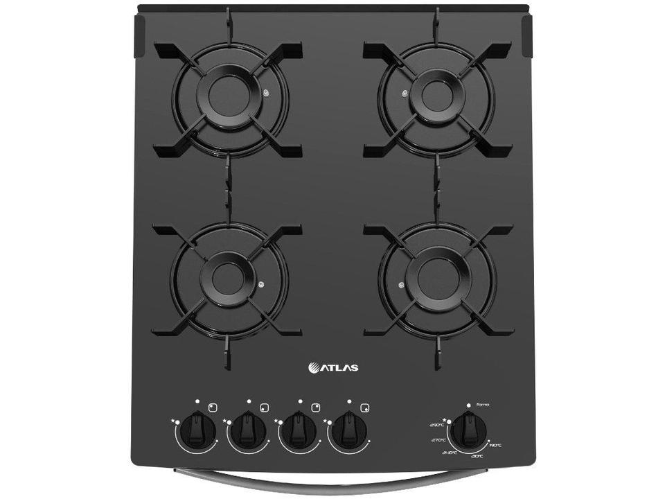 Fogão 4 Bocas Atlas Preto Mesa de Vidro Mônaco Top Glass - 3