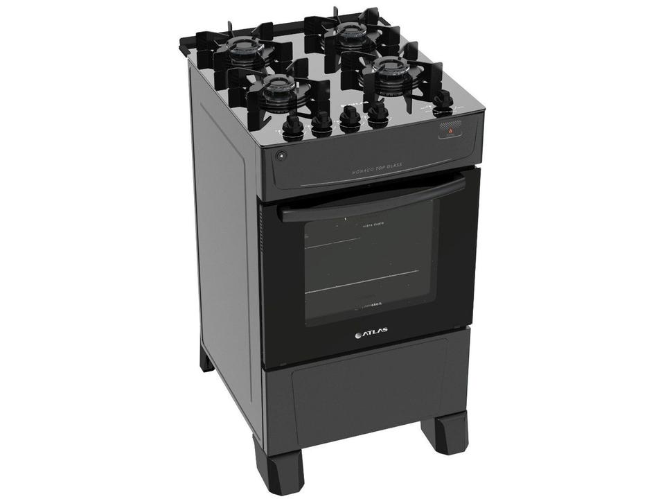 Fogão 4 Bocas Atlas Preto Mesa de Vidro Mônaco Top Glass - 2