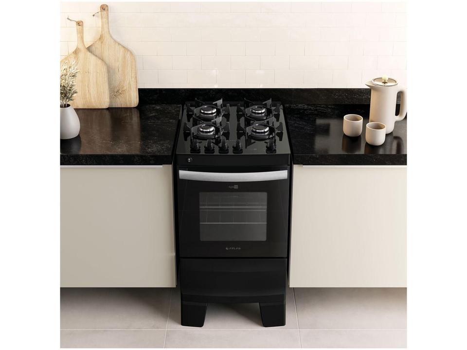 Fogão 4 Bocas Atlas Preto Mesa Vidro Glass Agile UP - 3