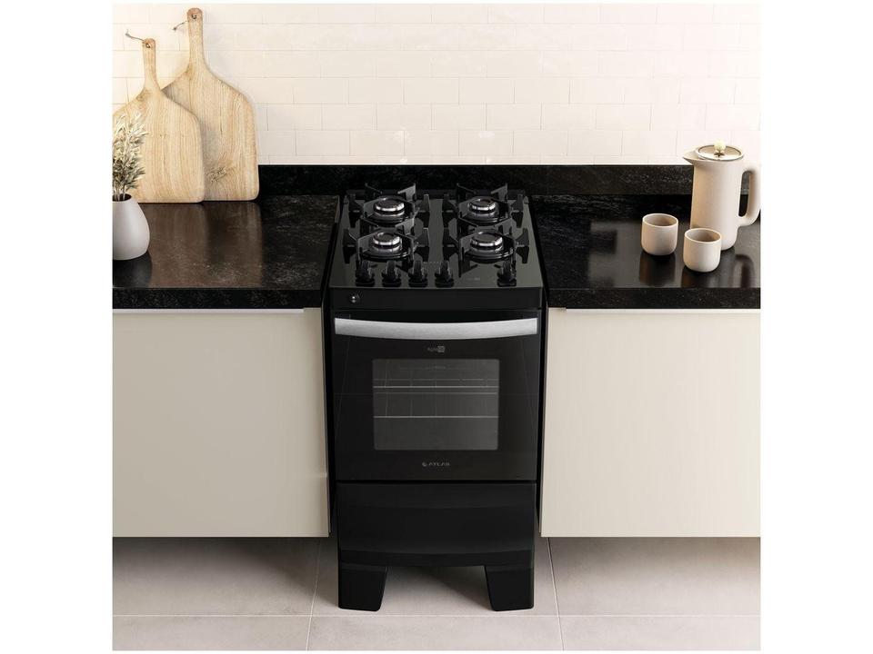 Fogão 4 Bocas Atlas Preto Mesa Vidro Glass Agile UP - 3