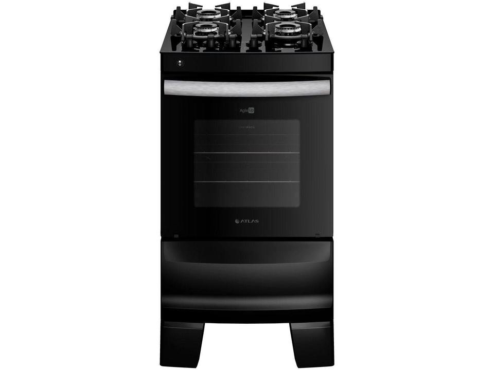 Fogão 4 Bocas Atlas Preto Mesa Vidro Glass Agile UP