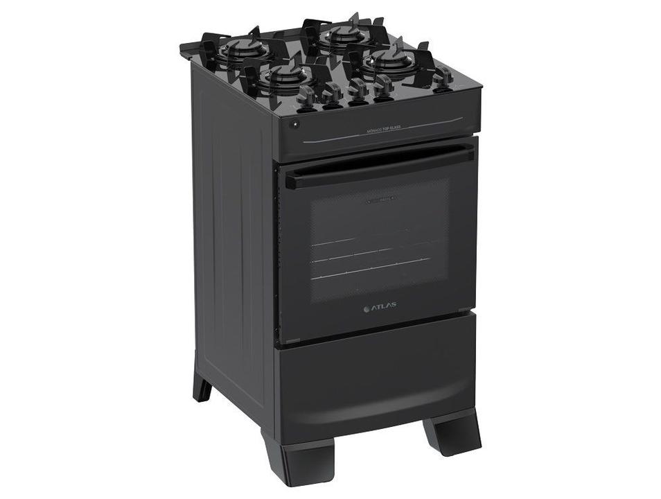 Fogão 4 Bocas Atlas Preto Mônaco Top Glass - 4