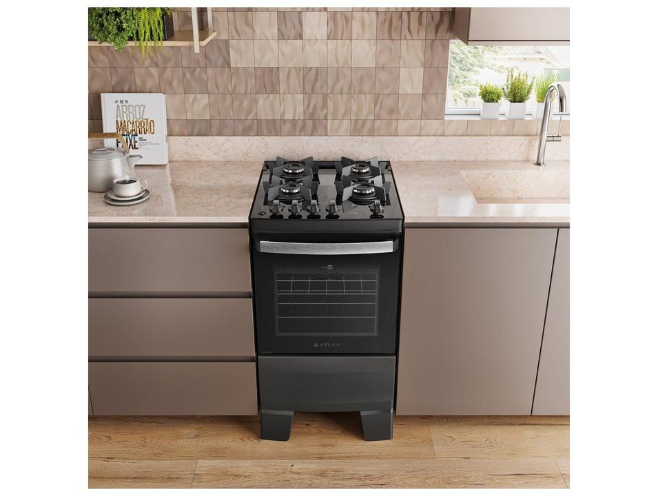 Fogão 4 Bocas Atlas Preto Up Glass Agile - 1