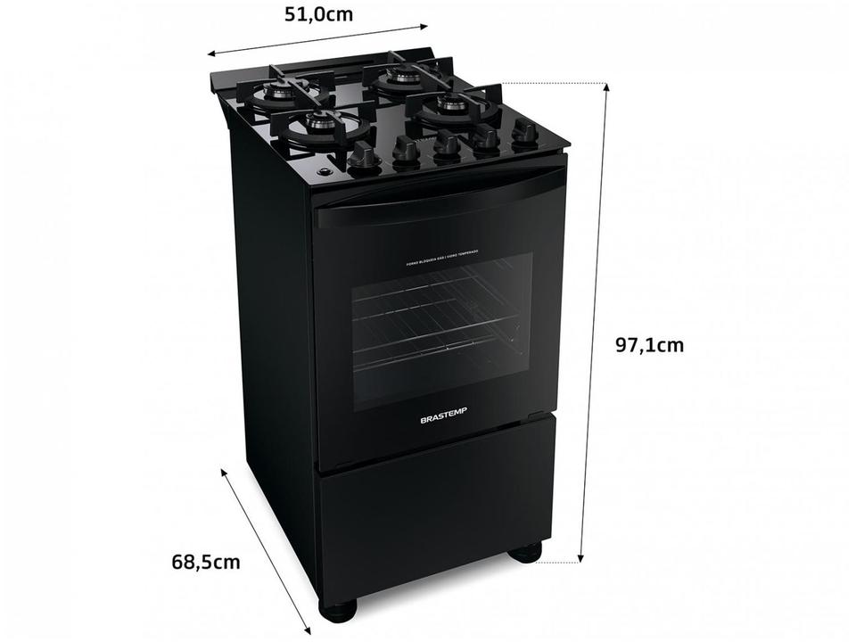 Fogão 4 Bocas Brastemp Preto Mesa de Vidro BFO4 - 12