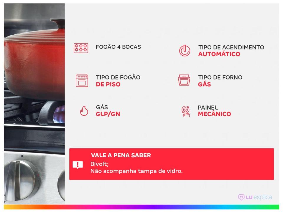 Fogão 4 Bocas Consul Preto Mesa de Vidro CFO4VBE - 1