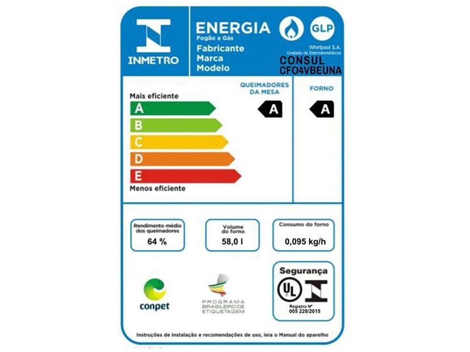 Fogão 4 Bocas Consul Preto Mesa de Vidro CFO4VBE - 19