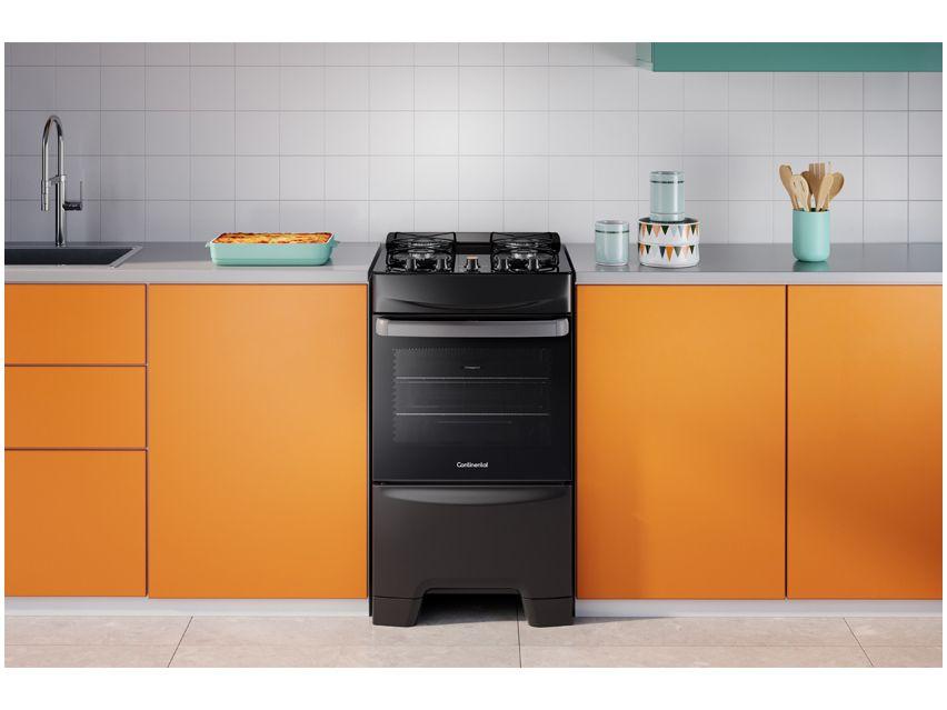 Fogão 4 Bocas Continental Preto Mesa de Vidro FC4GP - 3