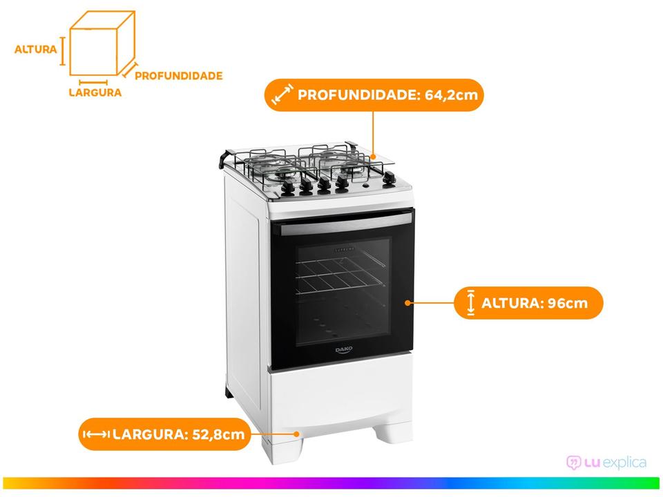 Fogão 4 Bocas Dako Branco Supreme - 6