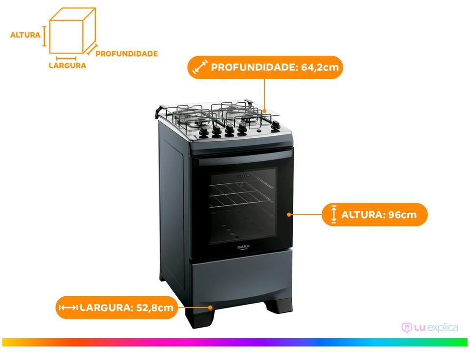 Fogão 4 Bocas Dako Titanium Supreme - 8