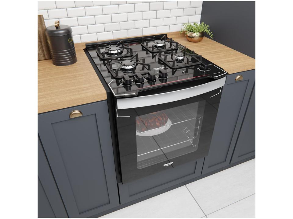 Fogão 4 Bocas de Embutir Dako Preto Mesa de Vidro Diplomata - 3