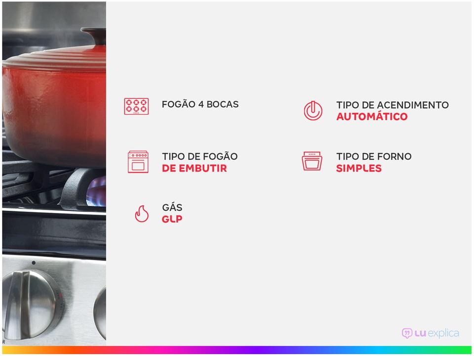 Fogão 4 Bocas de Embutir Electrolux Preto Experience FE4BP - 1