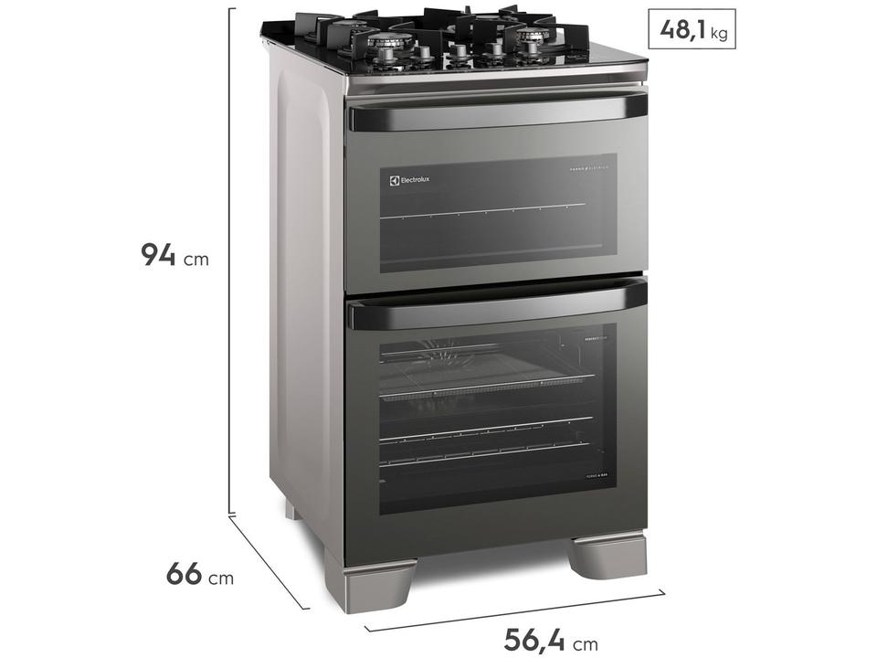 Fogão 4 Bocas Electrolux Cinza Duplo Forno com Timer FE4AD - 10
